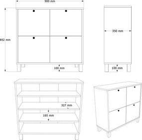 Παπουτσοθήκη Λευκό / Δρυς GUEAS 90x35x85.2