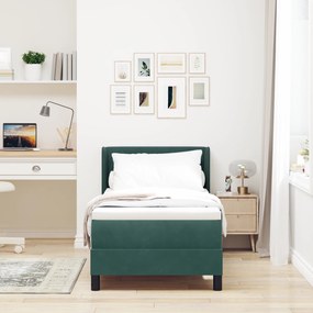 vidaXL Κρεβάτι Box Spring με Στρώμα Σκούρο Πράσινο 80x200 εκ. Βελούδο