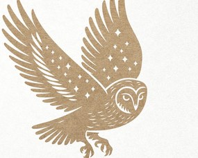 Σετ των 3 Intra απο ξύλο plywood 3mm-4mm πάχος Ουράνια κουκουβάγια . Κουκουβάγια αχυρώνα με αστέρια Δίασταση 7x7 cm INTRAFABR-106003698