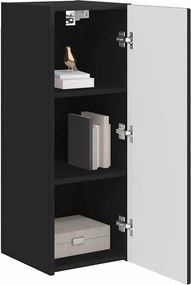 vidaXL Ντουλάπι Τηλεόρασης Τοίχου 2 pcs Μαύρο Επεξεργασμένο Ξύλο