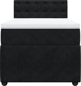 vidaXL Κρεβάτι Boxspring με Στρώμα Μαύρο 100x200 εκ. Βελούδινο