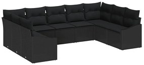 vidaXL Σέτ φαγητού για κήπο 9 pcs Μαύρο Πολυ rattan, βαμμένο ατσάλι