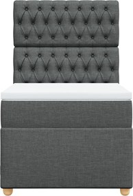 vidaXL Κρεβάτι Boxspring με Στρώμα Σκούρο Γκρι 100x200 εκ. Υφασμάτινο