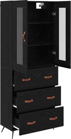 vidaXL Υψηλός Ντουλάπι με Ράφι 2 pcs Μαύρη Οξυά Επεξεργασμένο ξύλο