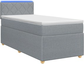 vidaXL Κρεβάτι box spring με στρώμα Ανοιχτό γκρι 100 x 200 cm Ύφασμα