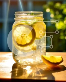 Σετ των 2 Intra Συλλεκτικό Ξύλινο Παζλ Plywood 4mm - Δροσιστική εικόνα με νερό με λεμόνι σε βάζο Mason Σε Ξύλινο Κουτί - Διαστάσεις: 10x10 cm – 25 κομμάτια