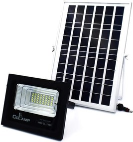 Στεγανός Ηλιακός Προβολέας IP67 Ισχύος 50W με Τηλεχειριστήριο και Αισθητήρα Φωτός και Ψυχρό Λευκό Φως σε Μαύρο χρώμα CL-730S
