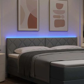 vidaXL LED κεφαλάρι Ανοιχτό γκρι 180 cm ύφασμα