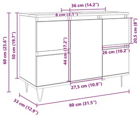 ΝΤΟΥΛΑΠΙ ΜΠΑΝΙΟΥ SONOMA ΔΡΥΣ 80 X 33 X 60 ΕΚ. ΑΠΟ ΕΠΕΞΕΡΓ. ΞΥΛΟ 849683