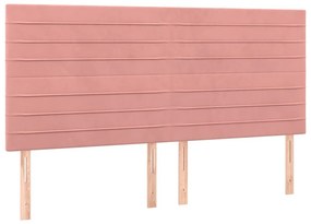 vidaXL Κρεβάτι Boxspring με Στρώμα &amp; LED Ροζ 200x200 εκ. Βελούδινο