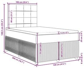 Κρεβάτι Boxspring με Στρώμα Taupe 120x200 εκ. Υφασμάτινο - Μπεζ-Γκρι