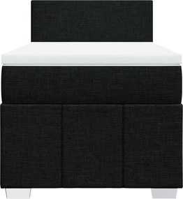 vidaXL Κρεβάτι Boxspring με Στρώμα Μαύρο 90x200 εκ. Υφασμάτινο