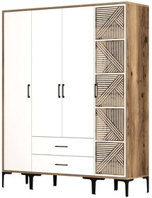 Ντουλάπα Τετράφυλλη Kumsal 845HCT5490 160x47,5x201,4cm Walnut-White Τετράφυλλη