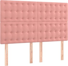 vidaXL Κρεβάτι Boxspring με Στρώμα Ροζ 140x200 εκ. Βελούδινο