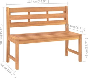 vidaXL Παγκάκι Κήπου 114 εκ. από Μασίφ Ξύλο Teak