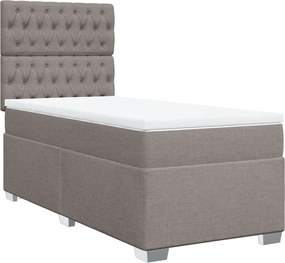 vidaXL Κρεβάτι Boxspring με Στρώμα Taupe 90x200 εκ. Υφασμάτινο