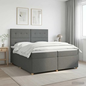vidaXL Κρεβάτι box spring με στρώμα Σκούρο Γκρι 200 x 200 cm Ύφασμα