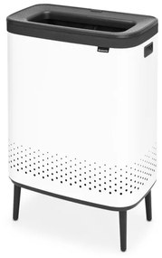 Καλάθι πλυσίματος Brabantia Bo 1004176, 2x45 l, Πλήρωση χωρίς άνοιγμα, οπές εξαερισμού, ρυθμιζόμενα πόδια, Λευκό