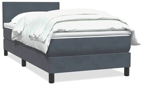 vidaXL Κρεβάτι Boxspring με Στρώμα Σκούρο Γκρι 90x210 εκ. Βελούδινο