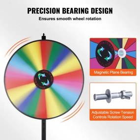 VEVOR 36 inch Spinning Prize Wheel, 18 Slots Spinning Wheel, Roulette Wheel with a Dry Erase and 2 Markers, Tabletop or Floor Standing Win Fortune Spin Games in Party Pub Trade Show Carnival