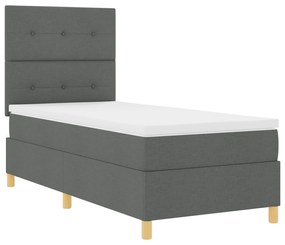 vidaXL Κρεβάτι Box Spring με Στρώμα Σκούρο Γκρι 90x200 εκ. Υφάσματος