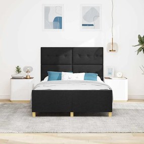 vidaXL Σκελετός Κρεβατιού με κεφαλάρι Μαύρο 140 x 190 cm ύφασμα