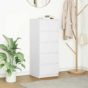 Συρταριέρα με Συρτάρια Λευκή 37,5x35x99 εκ. από Επεξ. Ξύλο