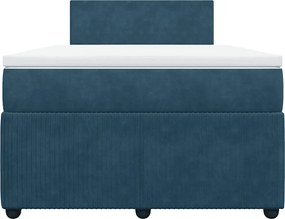 vidaXL Κρεβάτι Boxspring με Στρώμα Μπλε 120x190 εκ. Βελούδινο
