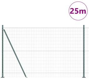 vidaXL φράκτης  Ευρώ με 13 Γαλβανισμένες Κολόνες 1.2x25 μ
