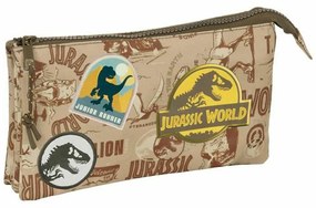Τριπλή Κασετίνα Jurassic World Μπεζ 22 x 12 x 3 cm