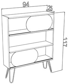Βιβλιοθήκη - Ραφιέρα Elmira Fylliana Καρυδί - Μαύρο 117x25x94 εκ. 117x25x94 εκ.