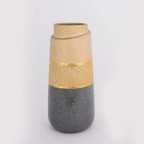 Βάζο Κεραμικό 752-20285 13.5x13.5x29.5cm Gold-Grey Estheti Home κεραμικο