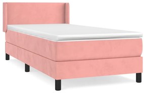 vidaXL Κρεβάτι Boxspring με Στρώμα Ροζ 90x190 εκ. Βελούδινο