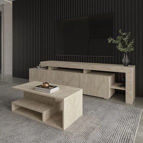 Τραπεζάκι Σαλονιού Τραβερτίνη REMI 90x44.8x35