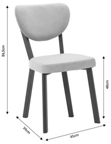 Καρέκλα Joley pakoworld γκρι βελούδο-πόδι μαύρο μέταλλο 45x39x86.5εκ