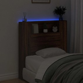 vidaXL Κεφαλάρι αποθήκευσης με LED Καφέ Ξύλο Δρυός Επεξεργασμένο Ξύλο