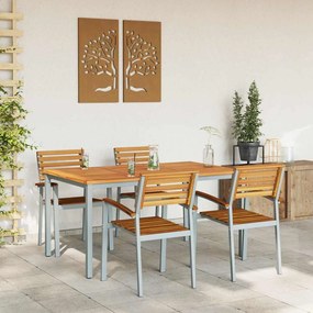 vidaXL Σέτ φαγητού για κήπο 5 pcs Γκρι και καφέ 150 x 90 x 75 cm