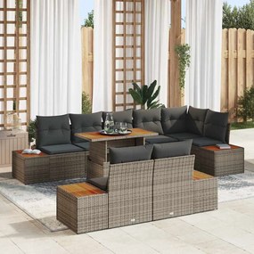 vidaXL Σετ Καναπέ Κήπου με αποθήκευση 9 pcs Γκρι Πολυ ράταν