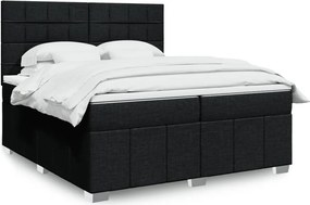 vidaXL Κρεβάτι Boxspring με Στρώμα Μαύρο 200x200 εκ. Υφασμάτινο