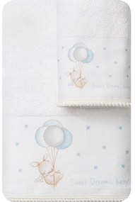 Borea Πετσέτες Σετ 2ΤΜΧ Sweet Dreams Baby Λευκό-Σιέλ 70 x 120 / 30 x 50 cm Λευκό-Σιέλ