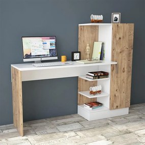 Kary desk with shelf unit color white-oak 152,5x40x120cm 152.5x40x120 εκ.