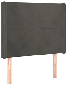 vidaXL Κεφαλάρι με Πτερύγια Σκούρο Γκρι 83x16x118/128εκ.Βελούδινο