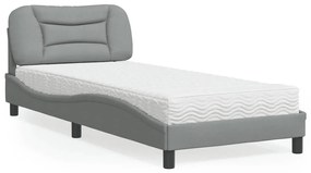 Κρεβάτι με Στρώμα Ανοιχτό Γκρι 80x200 εκ. Υφασμάτινο - Γκρι