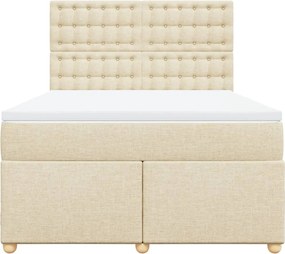 vidaXL Κρεβάτι Boxspring με Στρώμα Κρεμ 160x200 εκ. Υφασμάτινο