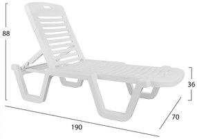 Ξαπλώστρα παραλίας Relax Πλαστική Λευκή Ανακλινόμενη 70x190x36εκ.