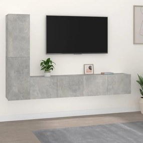 vidaXL Σετ Επίπλων Τηλεόρασης 4Τεμαχίων Γκρι Σκυρ. Επεξεργασμένο Ξύλο