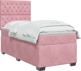 vidaXL Κρεβάτι box spring με στρώμα Ροζ 80 x 200 cm Βελούδο