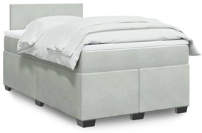 vidaXL Κρεβάτι Boxspring με Στρώμα Ανοιχτό Γκρι 120x190 εκ. Βελούδινο