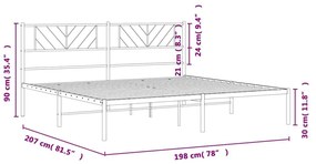 Πλαίσιο Κρεβατιού με Κεφαλάρι Λευκό 193 x 203 εκ. Μεταλλικό - Λευκό