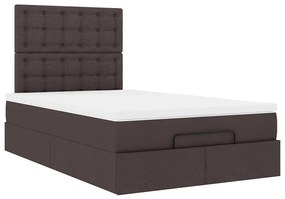 vidaXL Ottoman Κρεβάτι με Στρώμα Σκούρο Καφέ 120x200cm Ύφασμα